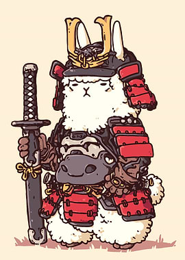 Samurai Alpaca Warrior with Katana