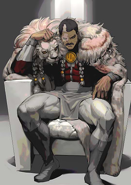 King with Lion Fur and White Lion