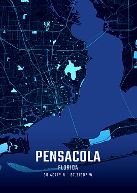 Pensacola Florida Midnight City Map