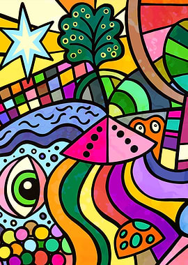 Abstract Colorful Geometric Shapes and Figures