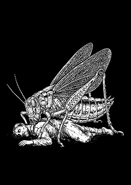 Giant Grasshopper Overwhelms Man