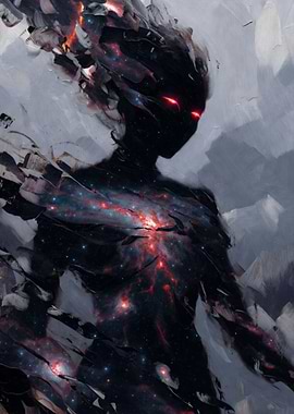 Cosmic Being with Glowing Eyes