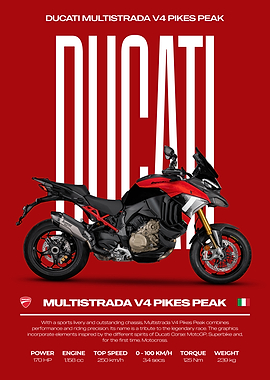 Ducati Multistrada V4 Pikes Peak Motorcycle Poster