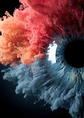 Abstract Eye with Colorful Smoke