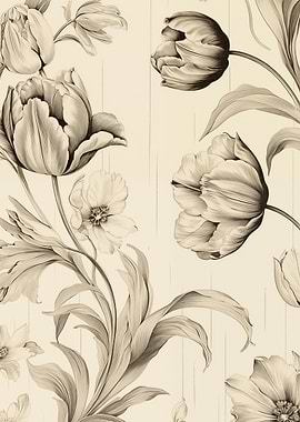 Vintage Floral Tulip Art
