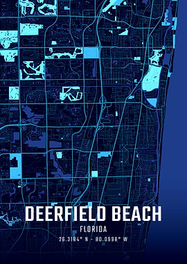 Deerfield Beach Florida Midnight City Map