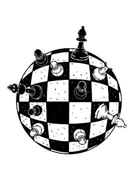 Chessboard Globe with Pieces