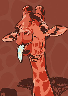 Giraffe Sticking Out Tongue