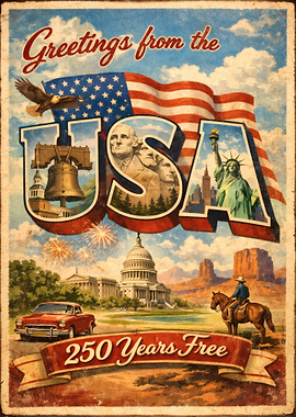 Greetings from the USA Vintage Poster