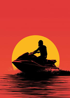 Jet Ski Silhouette at Sunset