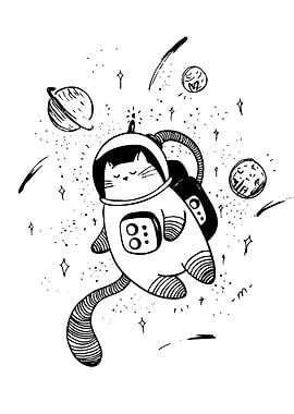 Astronaut Cat in Space