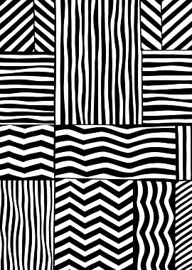 Black and White Abstract Wave Pattern