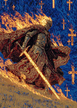 Fiery Knight with Glowing Sword