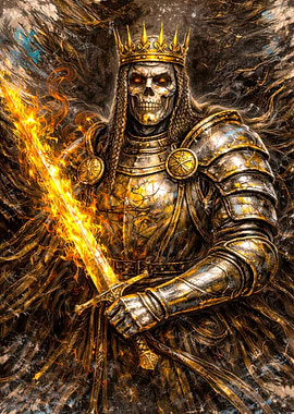 Skeleton King with Fiery Sword