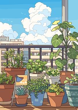 Balcony Garden with City View