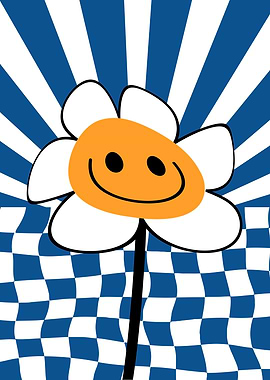 Happy Flower with Retro Background
