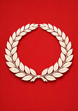 Laurel Wreath on Red Background