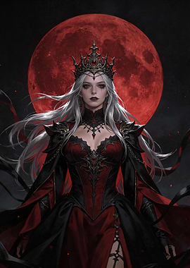 Gothic Queen Under a Blood Moon