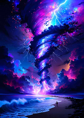 Cosmic Tornado Over Ocean