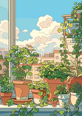 Balcony Garden with City View