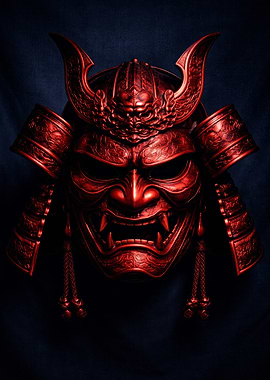 Red Samurai Oni Mask