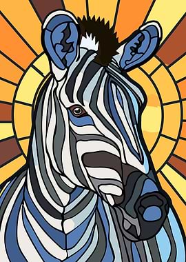 Stained Glass Zebra Portrait