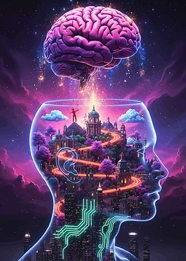 Digital Brain Cityscape