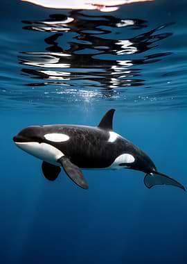 Orca swimming underwater