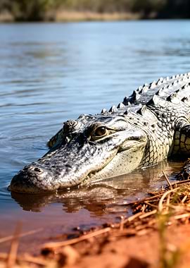 Alligator in shallow water