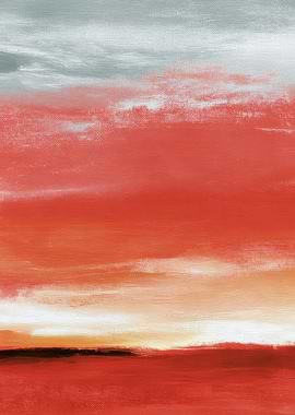 Abstract Sunset Landscape Painting