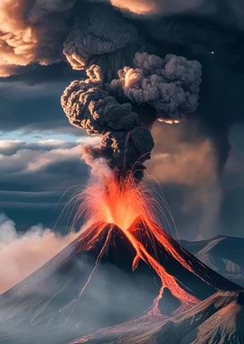 Volcano Eruption with Lava and Ash