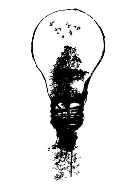 Lightbulb with Nature Scene