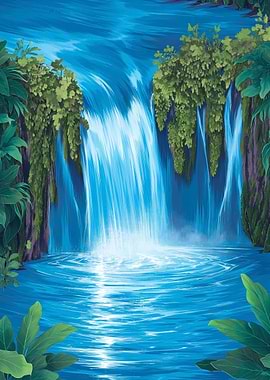 Waterfall in Lush Jungle