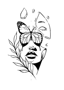 Butterfly Woman Face Art