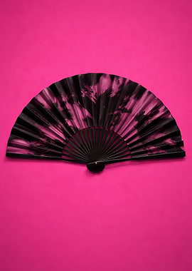 Black and Pink Tie-Dye Fan