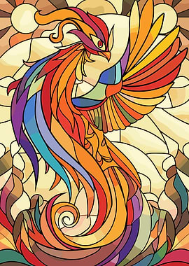 Stained Glass Phoenix Rising