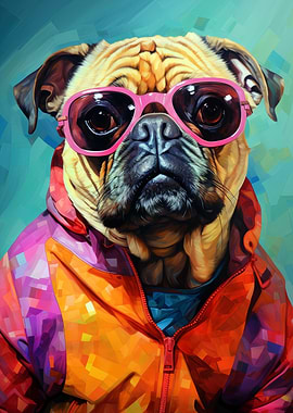 Cool Pug Wearing Sunglasses and Jacket