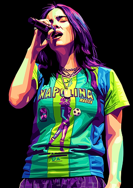 Billie Eilish in Pop Art Style