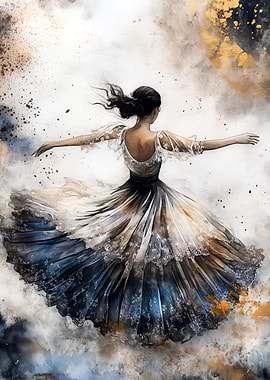 Ballerina in a flowing dress
