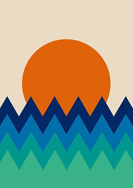 Abstract Sunset Over Wavy Sea