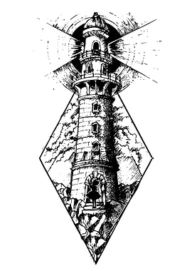 Lighthouse with a silhouette of a person