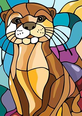 Stained Glass Otter