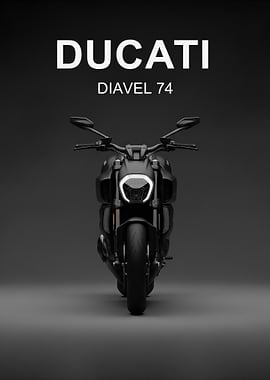 black Ducati Diavel 74 Motorcycle face poster