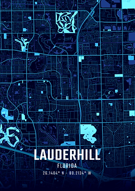 Lauderhill Florida Midnight City Map