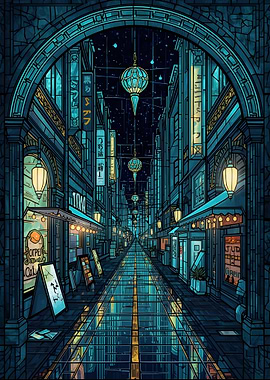 Neon-lit Japanese Street at Night