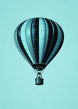 Hot Air Balloon in Teal Sky