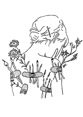 Artist's Back with Bandages and Flowers