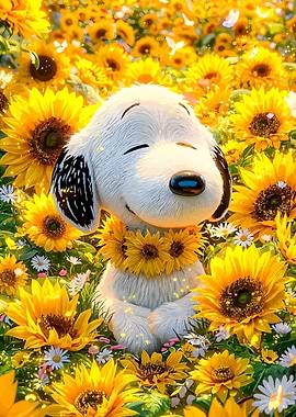 Snoopy in a Sunflower Field