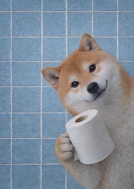 Shiba Inu with Toilet Paper