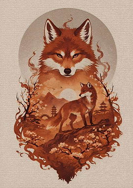 Japanese Fox Spirit Landscape